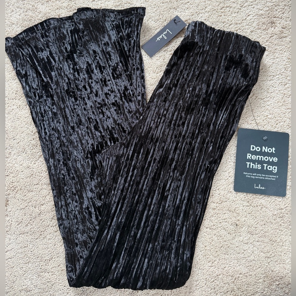 Lulu's Black Crushed Velvet Flare Pants